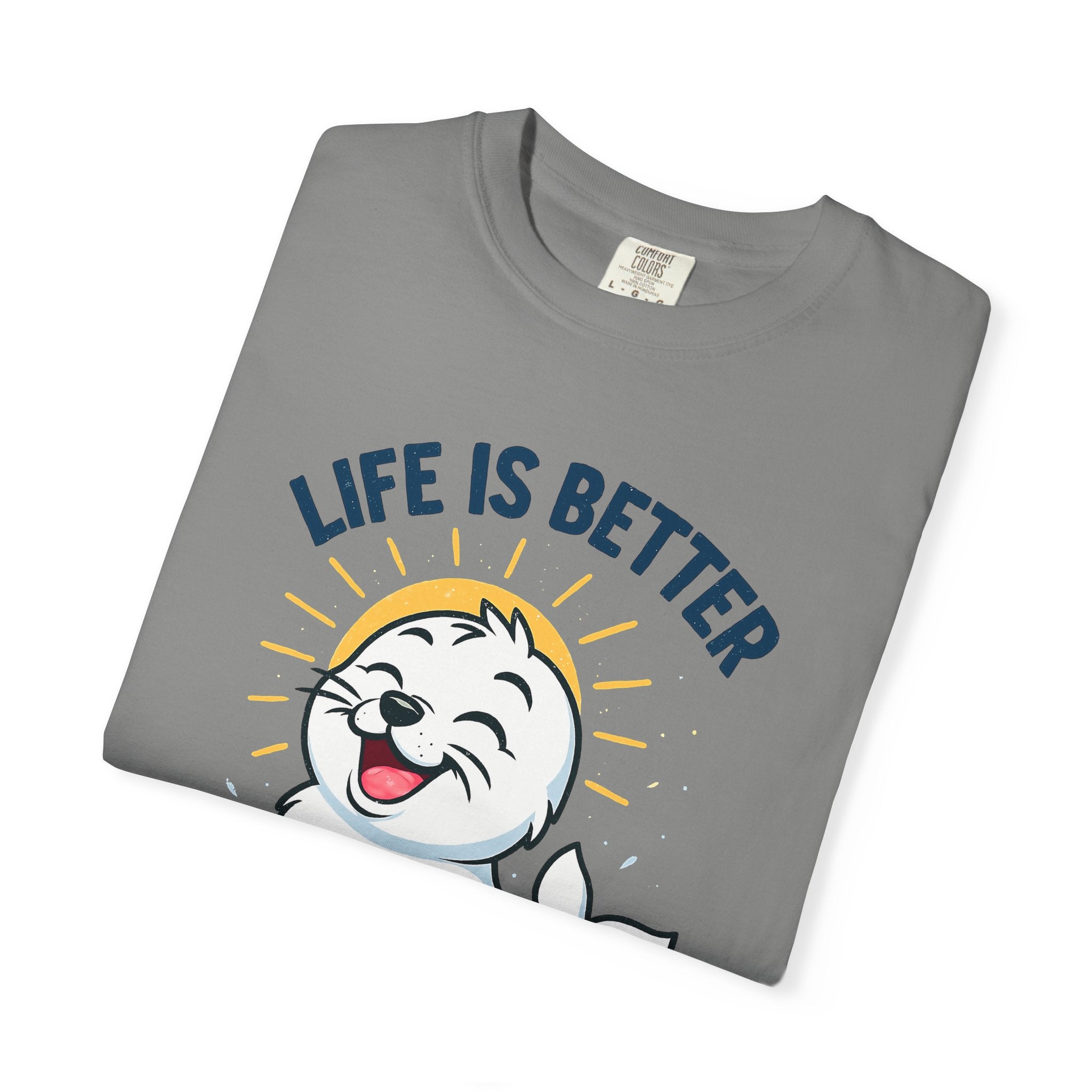 SEALLY: Garment-Dyed T-shirt - Life is better when you are SEALLY