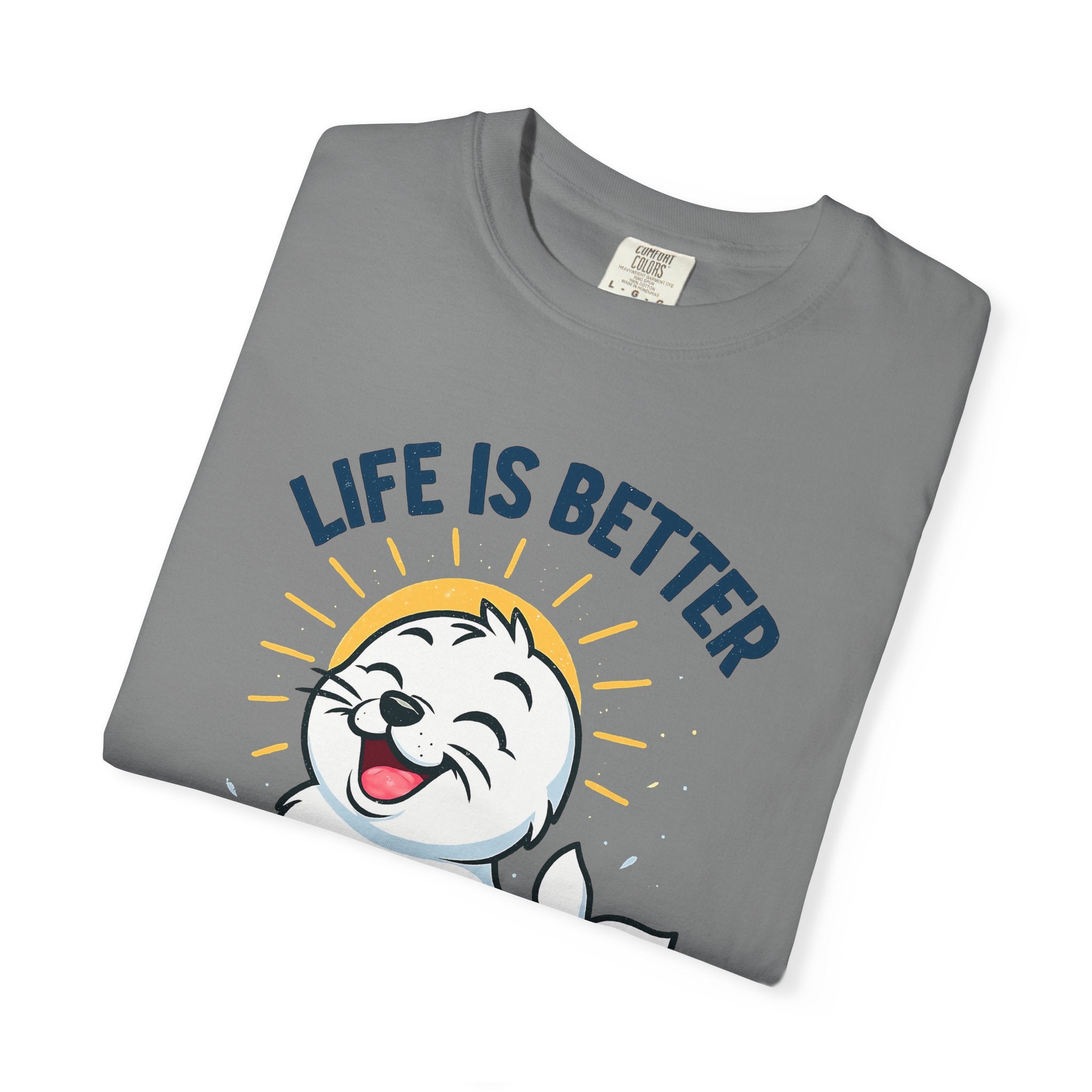 SEALLY: Garment-Dyed T-shirt - Life is better when you are SEALLY