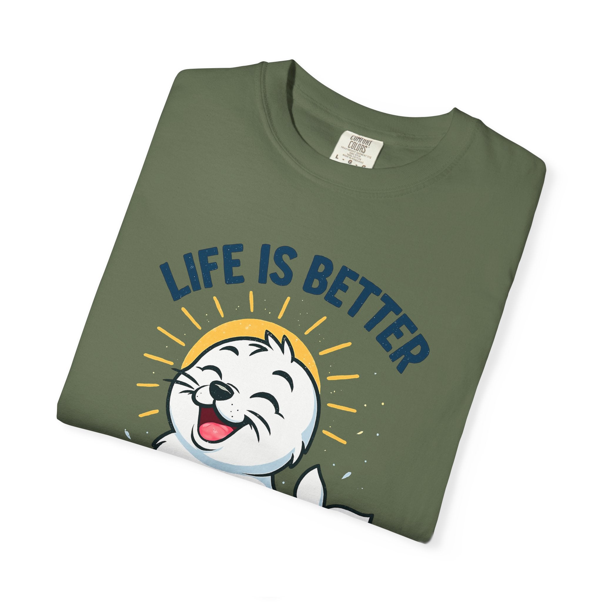 SEALLY: Garment-Dyed T-shirt - Life is better when you are SEALLY