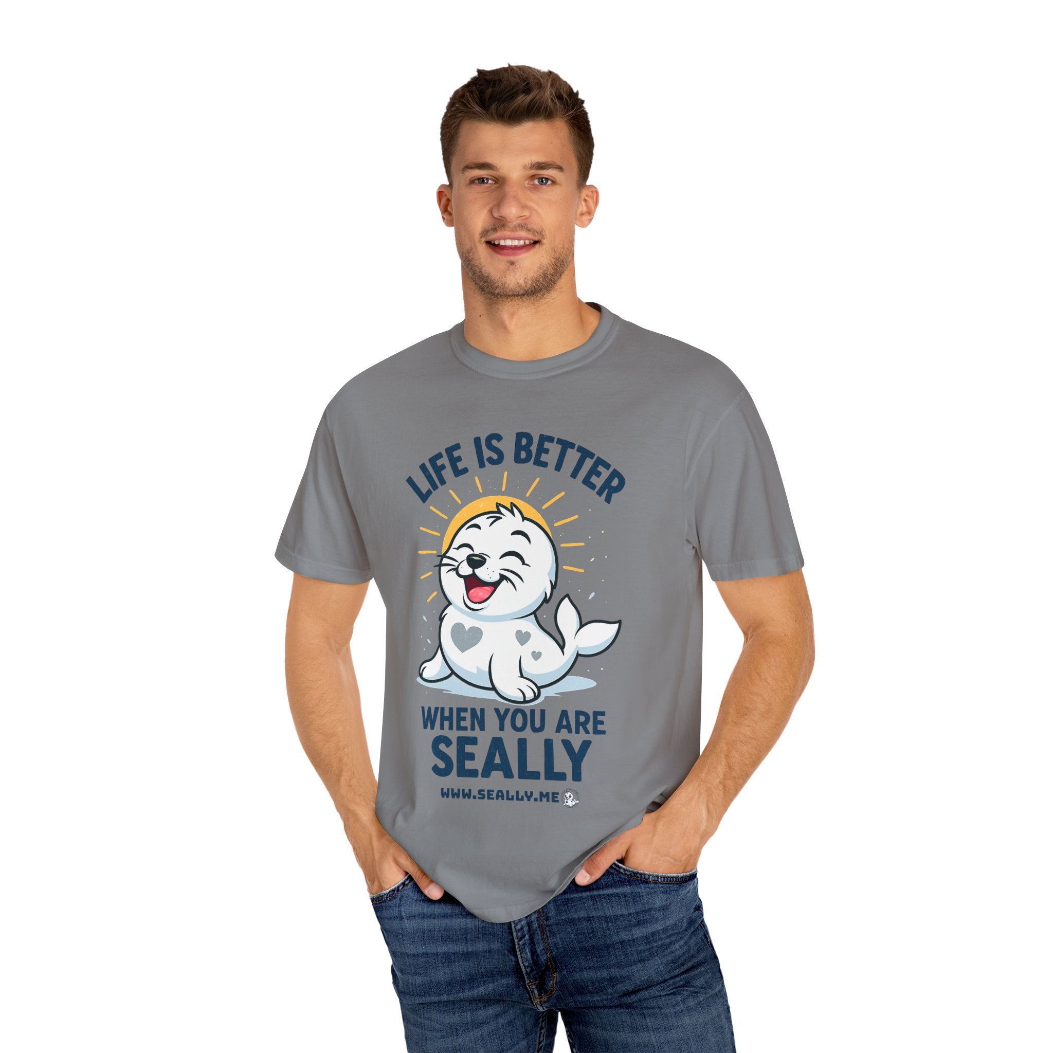SEALLY: Garment-Dyed T-shirt - Life is better when you are SEALLY
