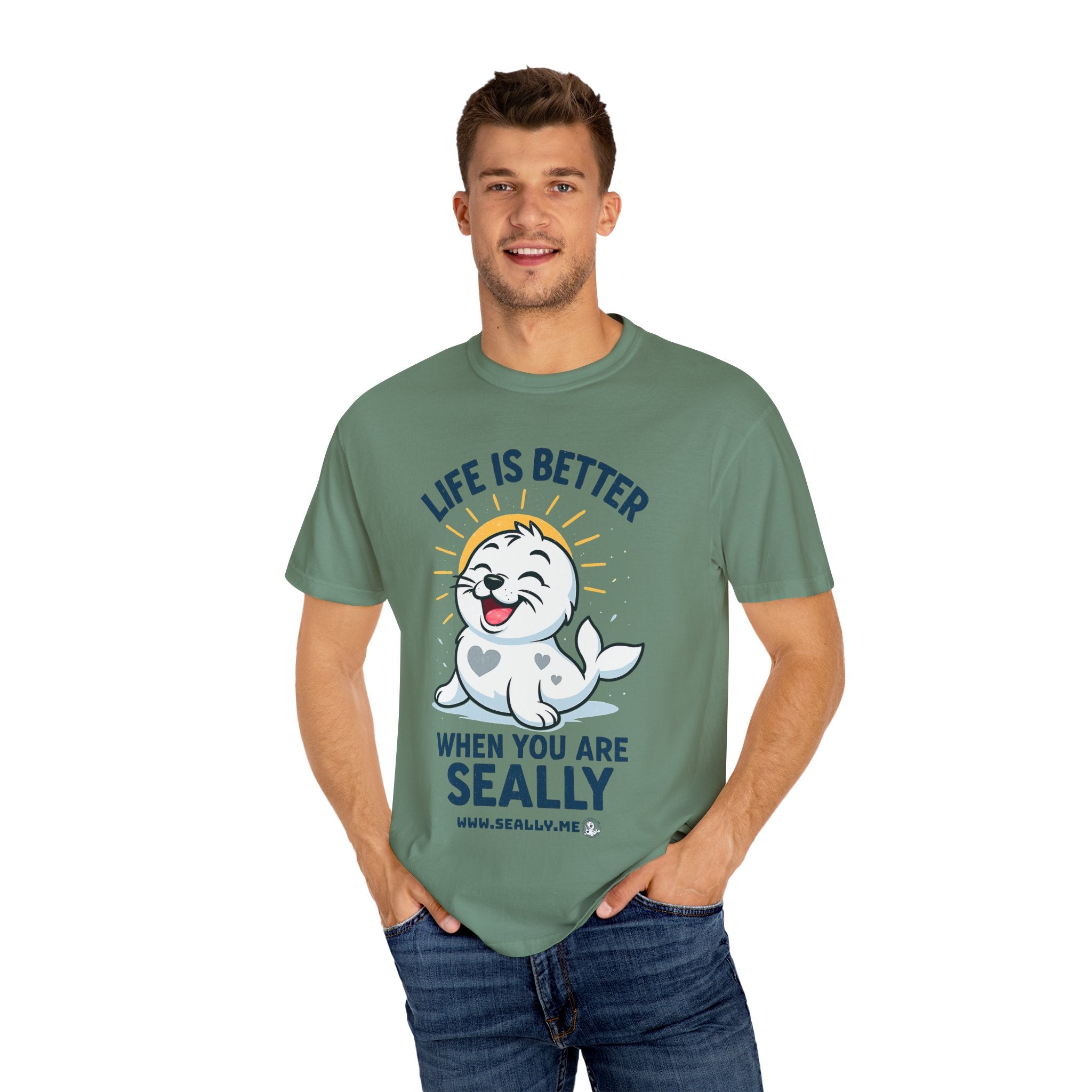 SEALLY: Garment-Dyed T-shirt - Life is better when you are SEALLY
