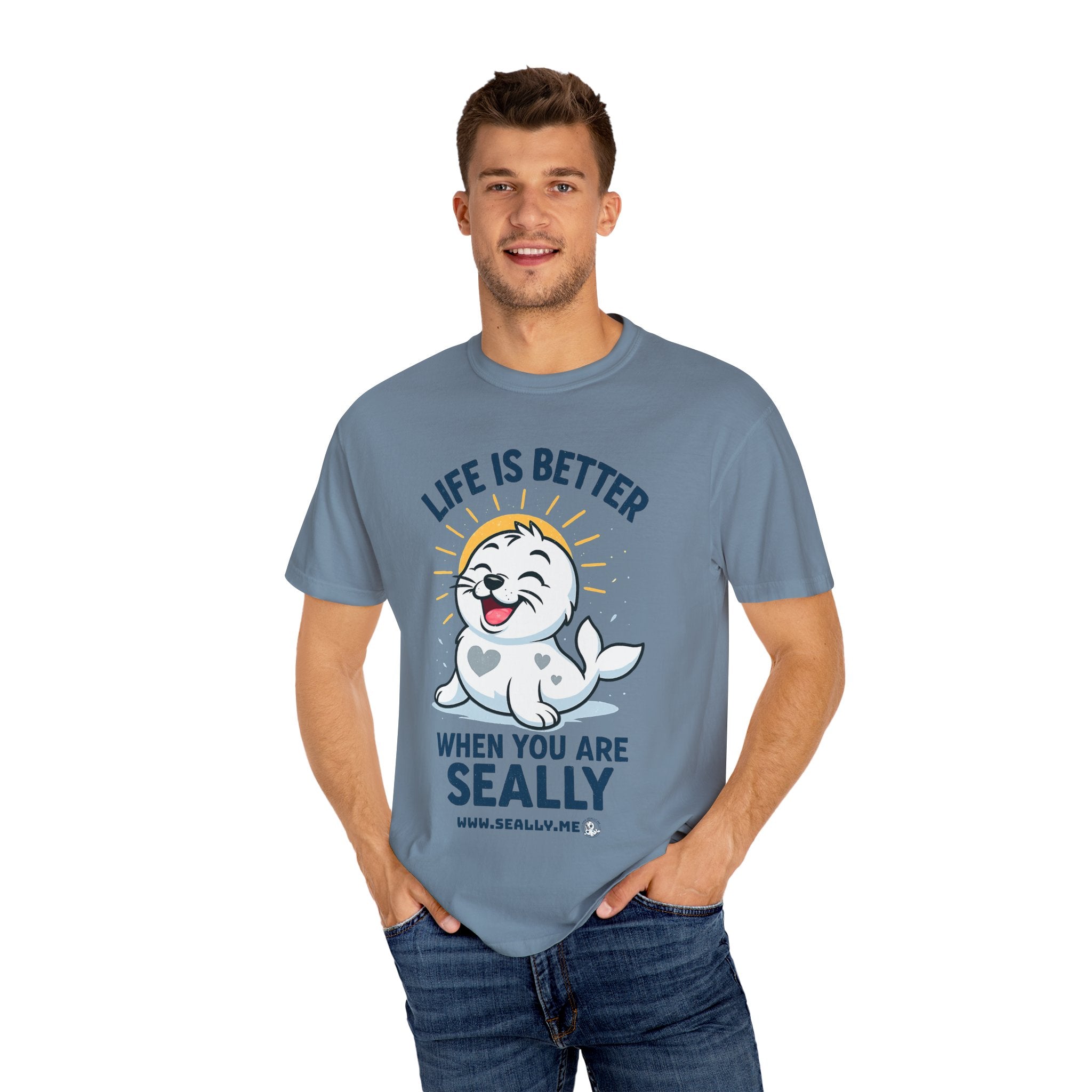 SEALLY: Garment-Dyed T-shirt - Life is better when you are SEALLY