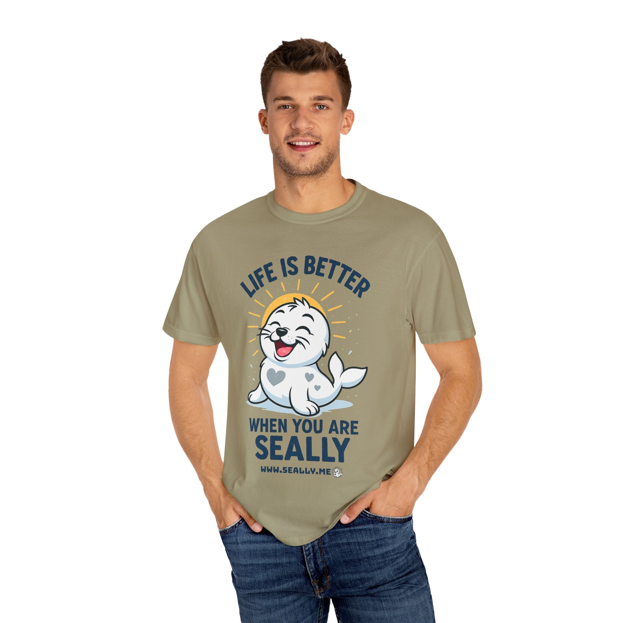 SEALLY: Garment-Dyed T-shirt - Life is better when you are SEALLY