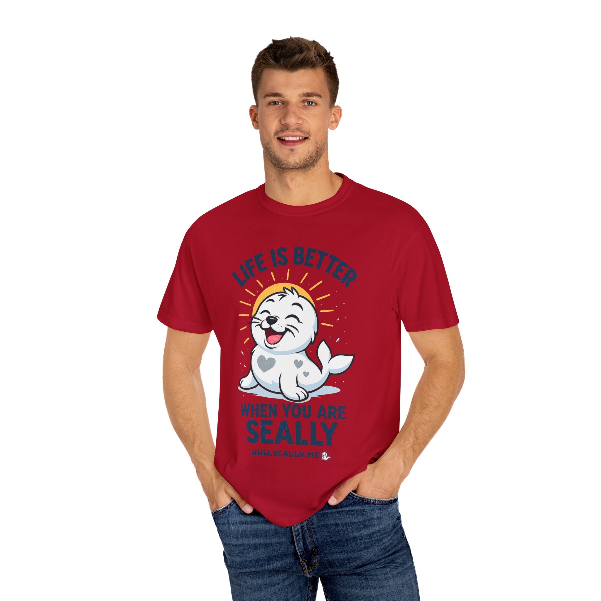 SEALLY: Garment-Dyed T-shirt - Life is better when you are SEALLY