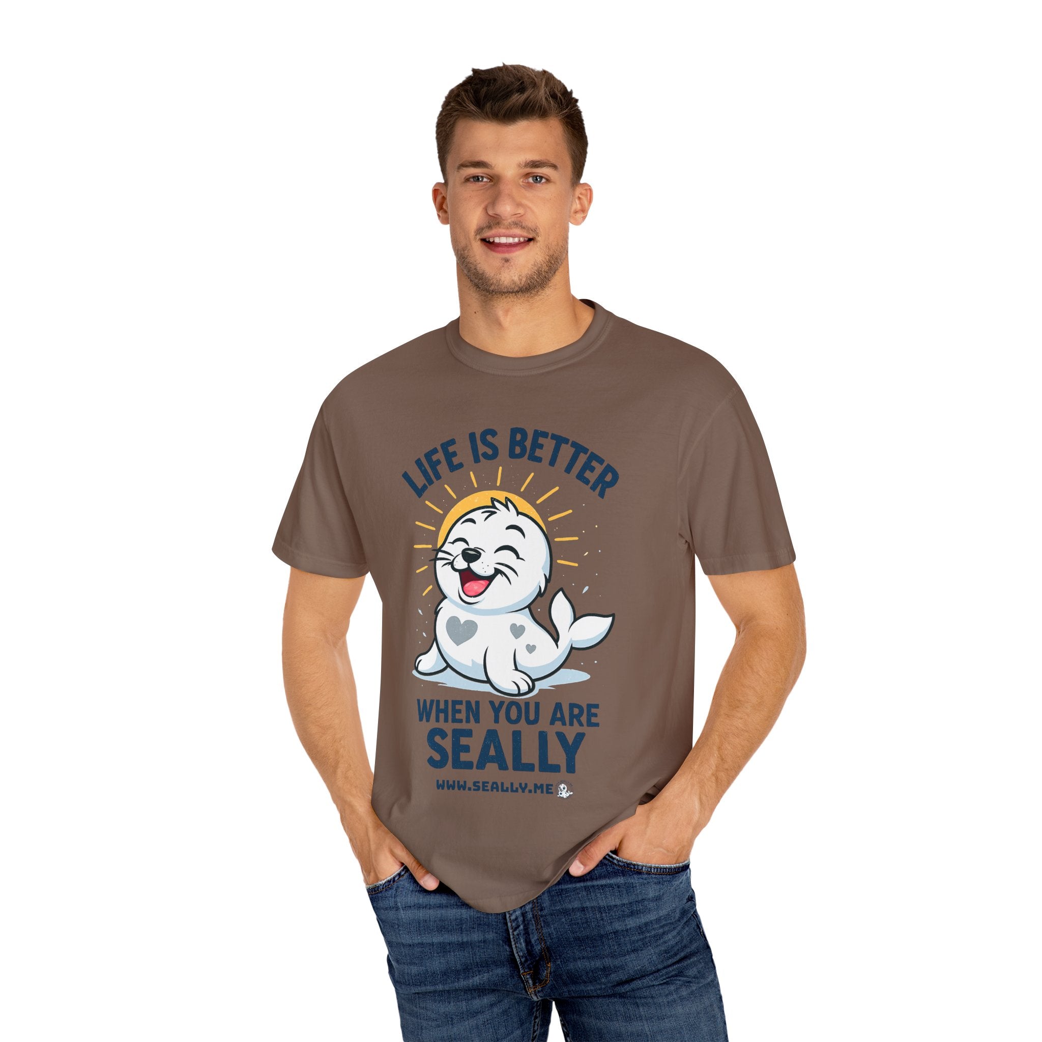 SEALLY: Garment-Dyed T-shirt - Life is better when you are SEALLY