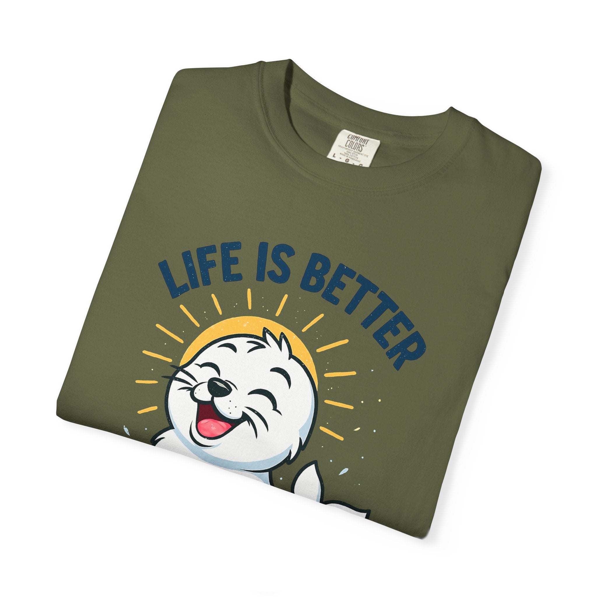 SEALLY: Garment-Dyed T-shirt - Life is better when you are SEALLY