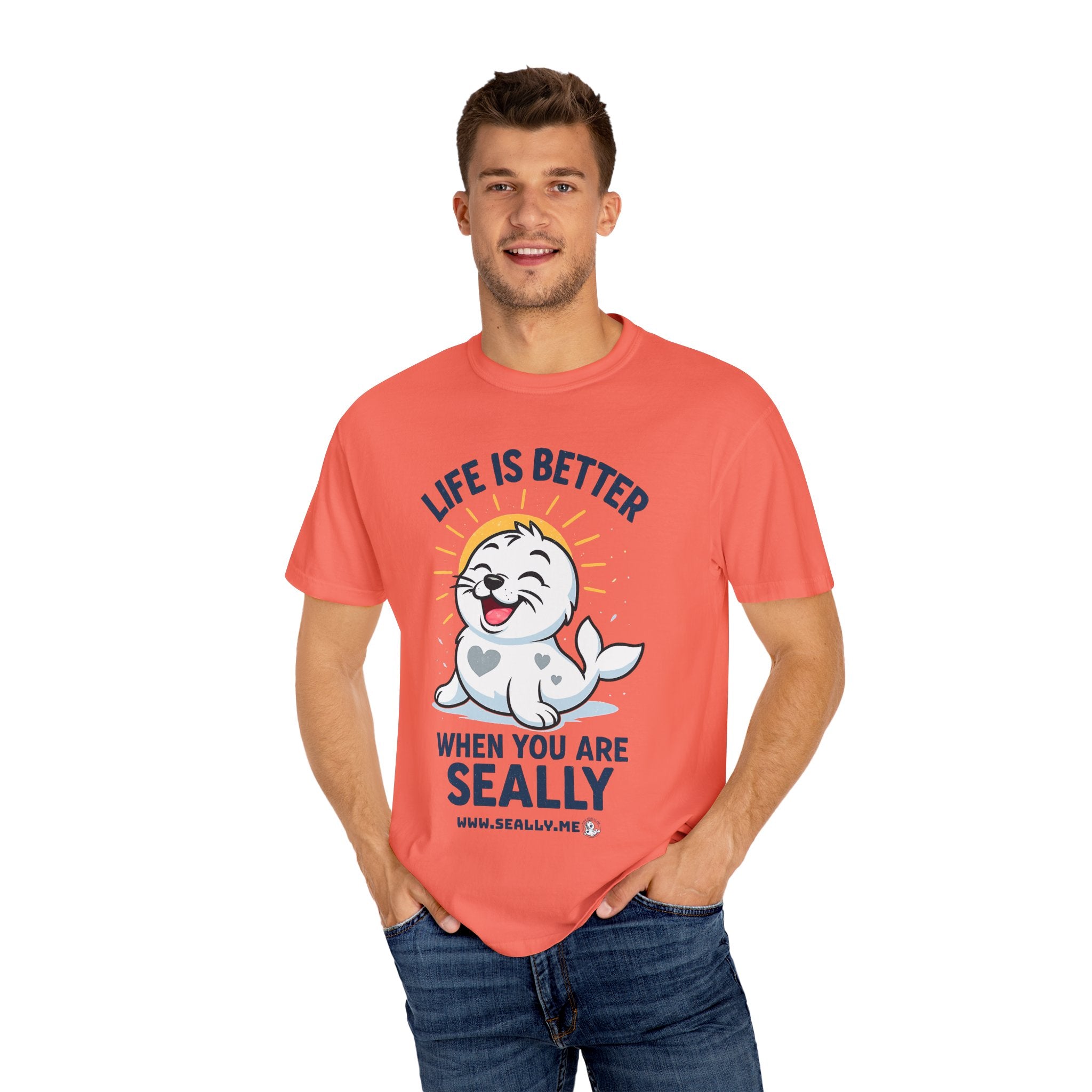 SEALLY: Garment-Dyed T-shirt - Life is better when you are SEALLY