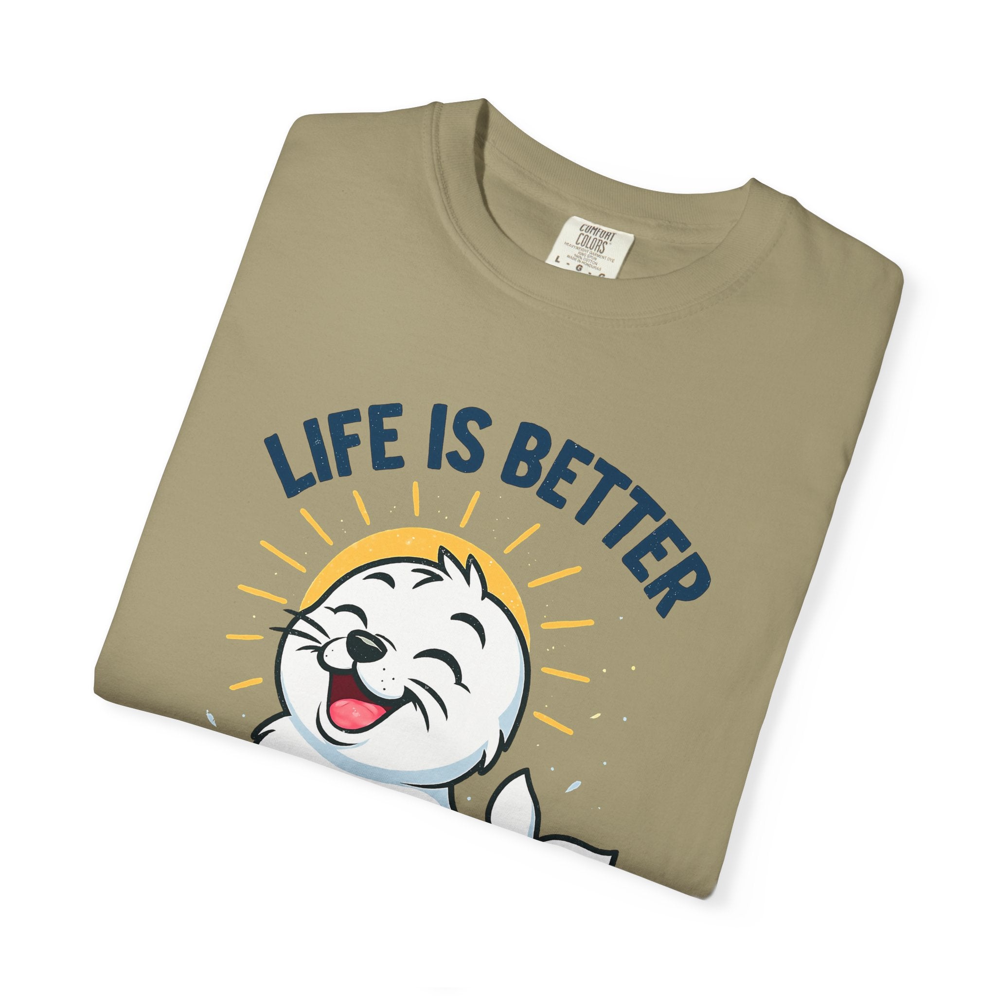 SEALLY: Garment-Dyed T-shirt - Life is better when you are SEALLY