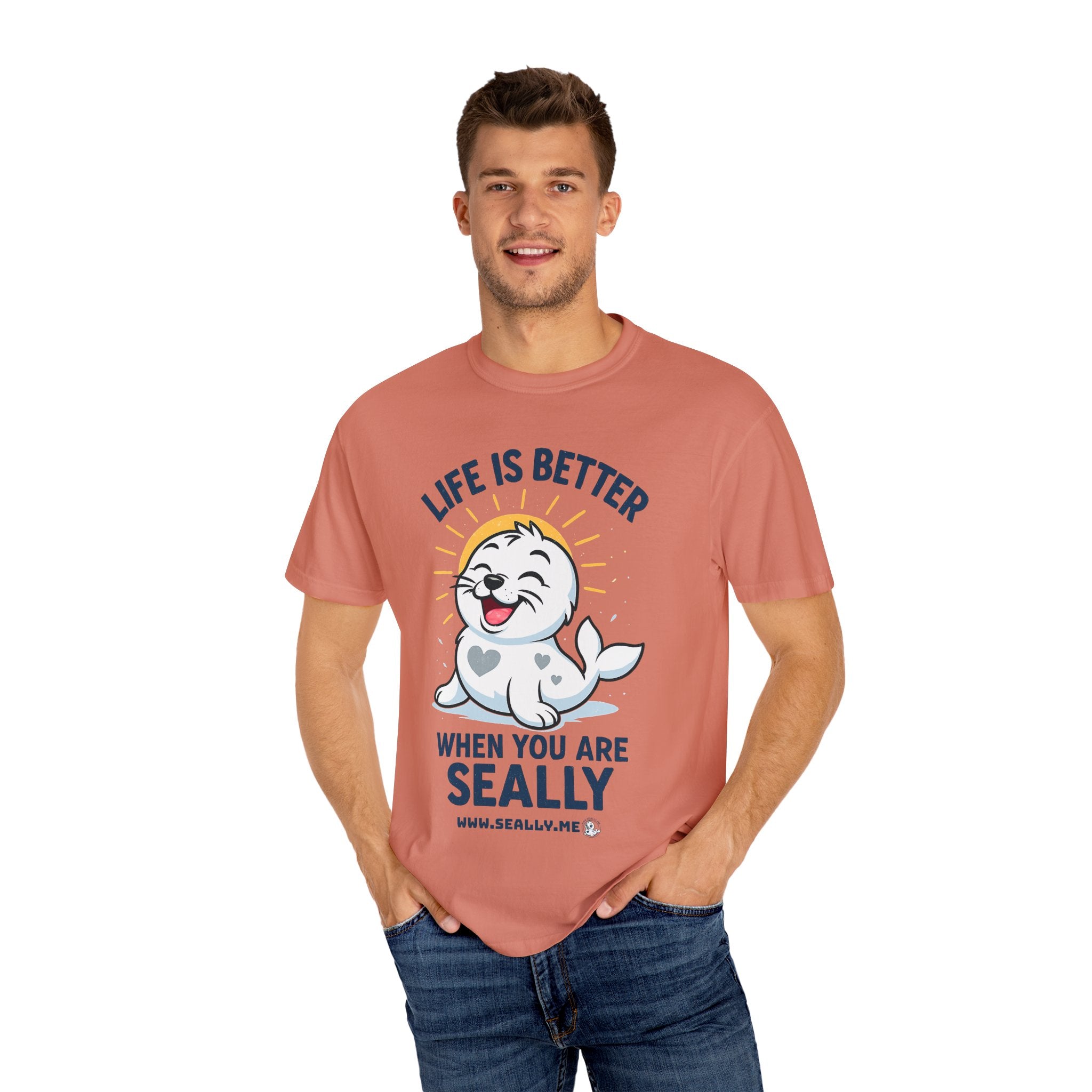 SEALLY: Garment-Dyed T-shirt - Life is better when you are SEALLY