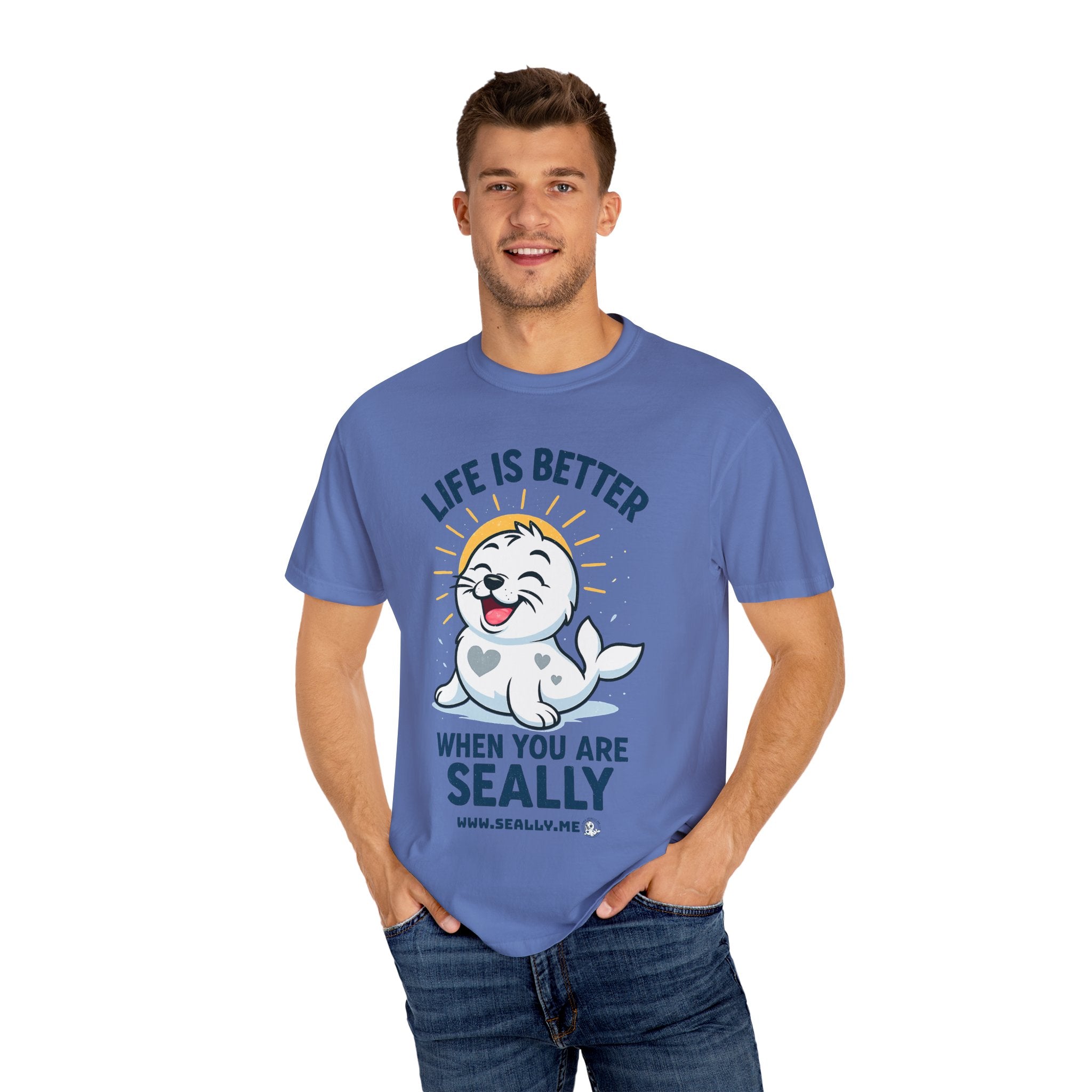 SEALLY: Garment-Dyed T-shirt - Life is better when you are SEALLY