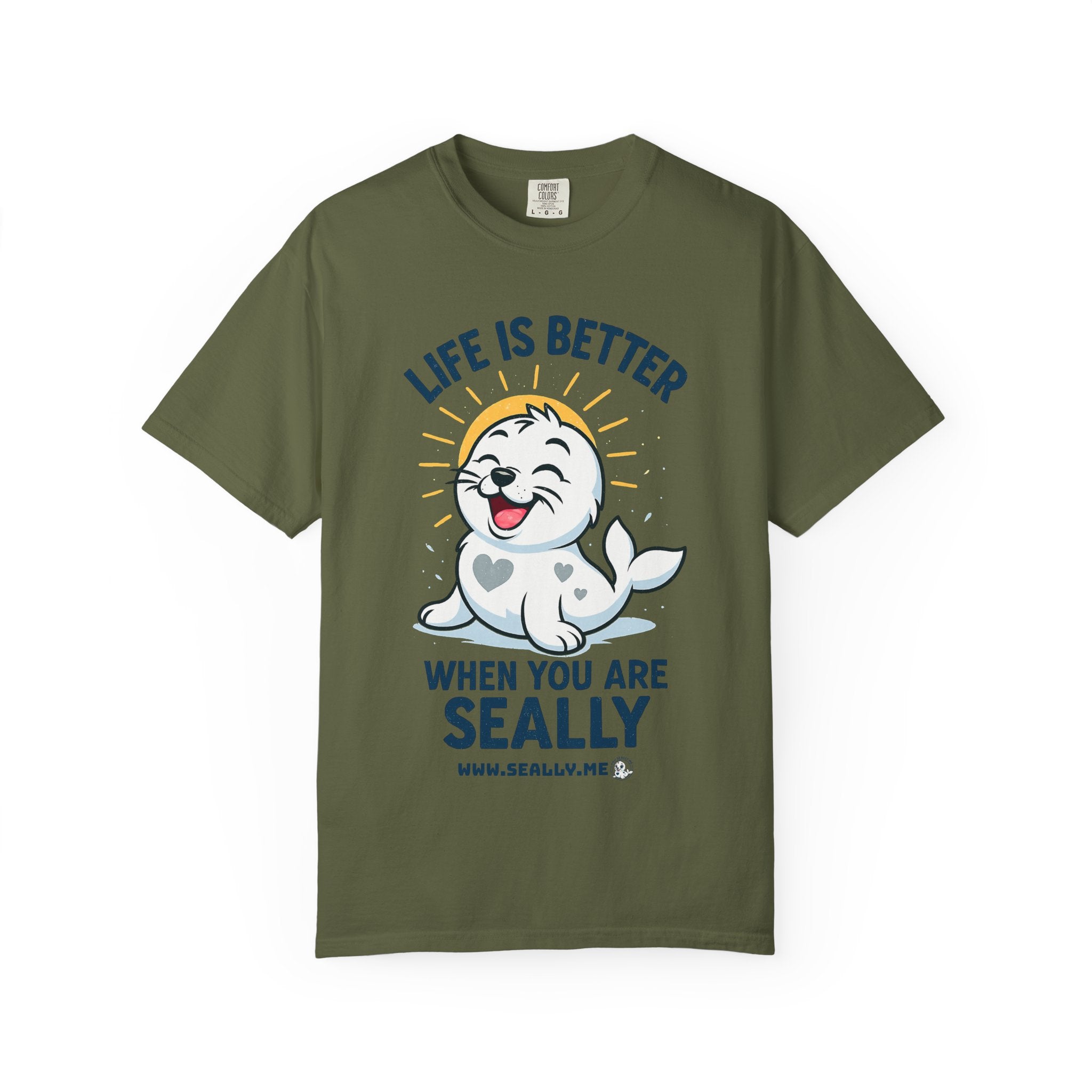 SEALLY: Garment-Dyed T-shirt - Life is better when you are SEALLY