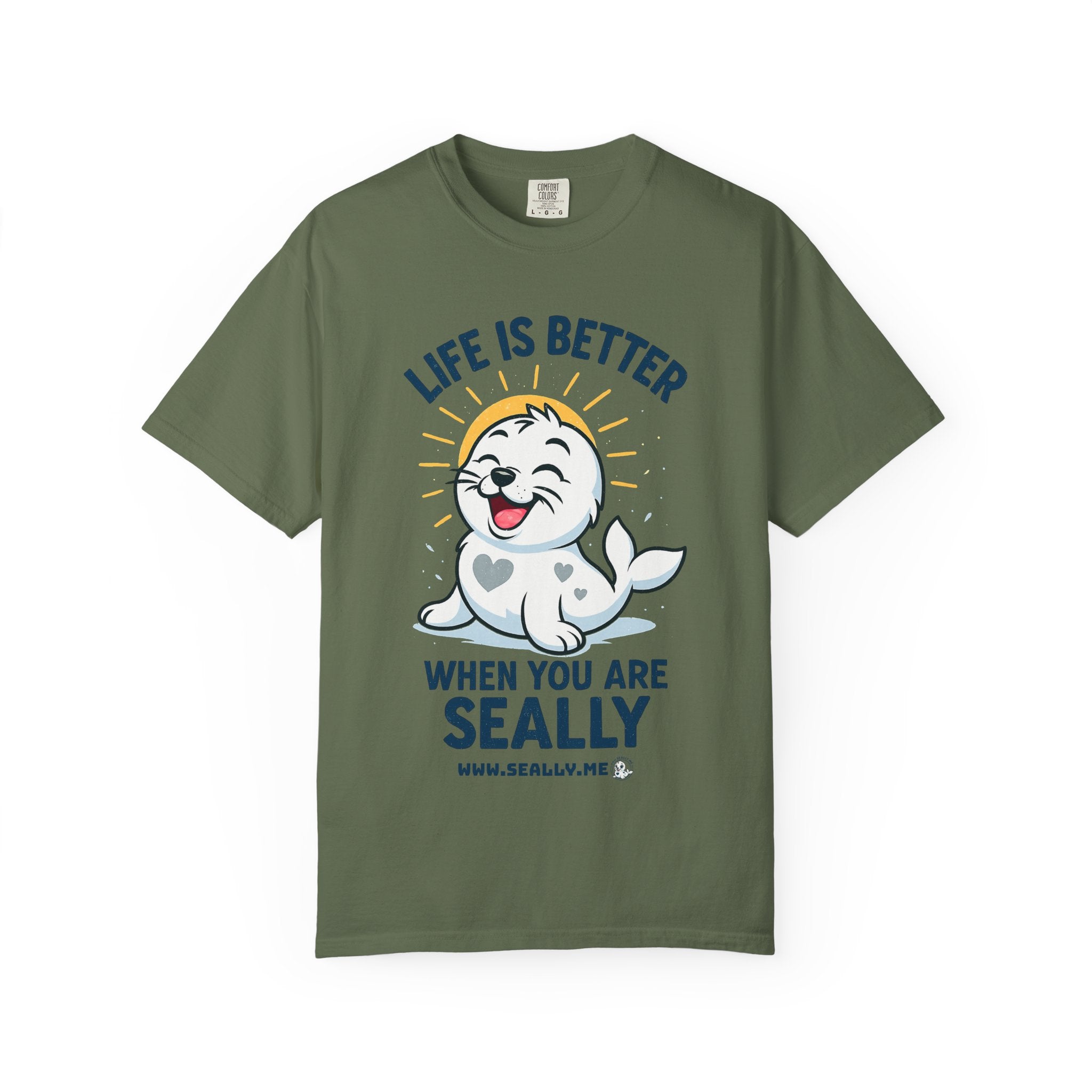 SEALLY: Garment-Dyed T-shirt - Life is better when you are SEALLY