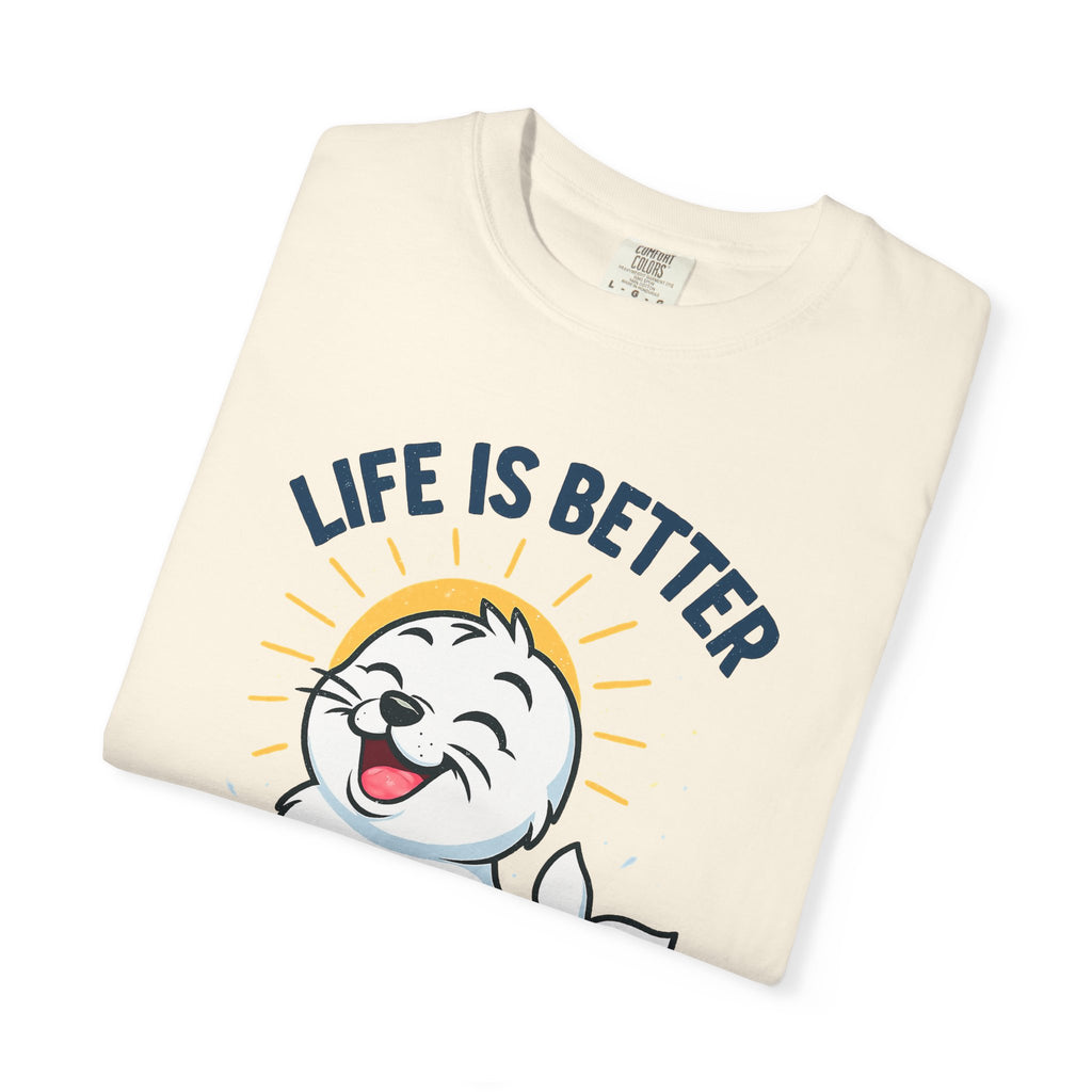 SEALLY: Garment-Dyed T-shirt - Life is better when you are SEALLY