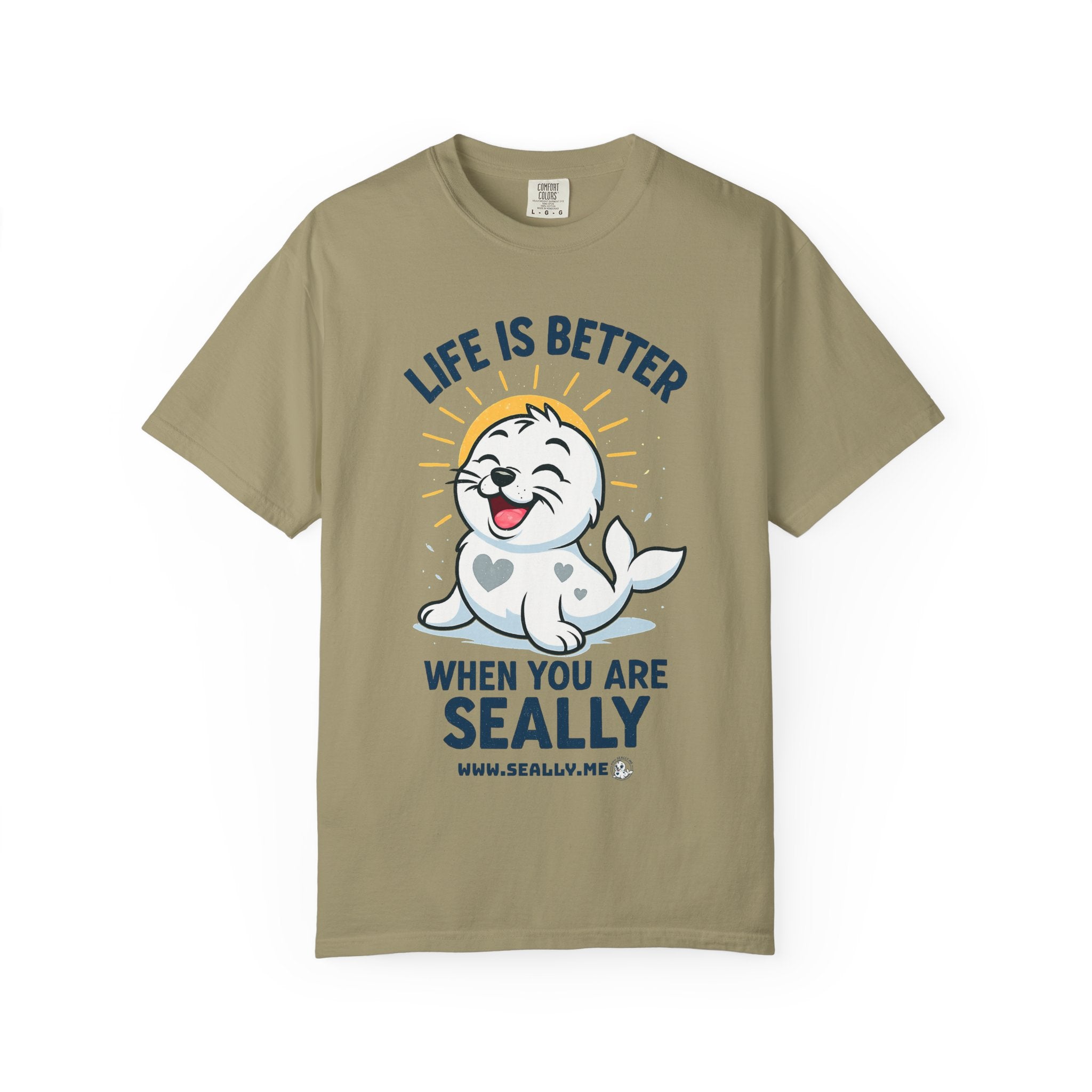 SEALLY: Garment-Dyed T-shirt - Life is better when you are SEALLY