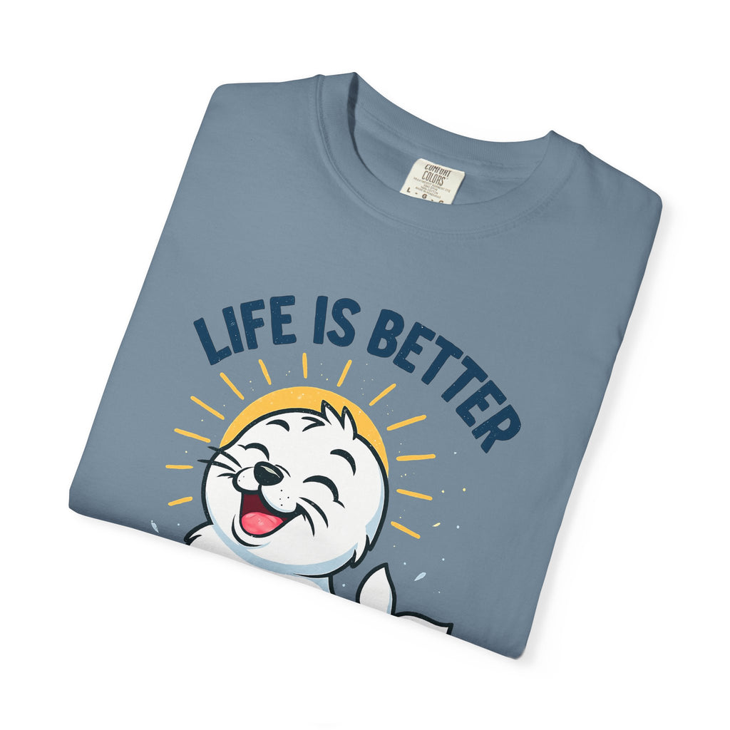 SEALLY: Garment-Dyed T-shirt - Life is better when you are SEALLY
