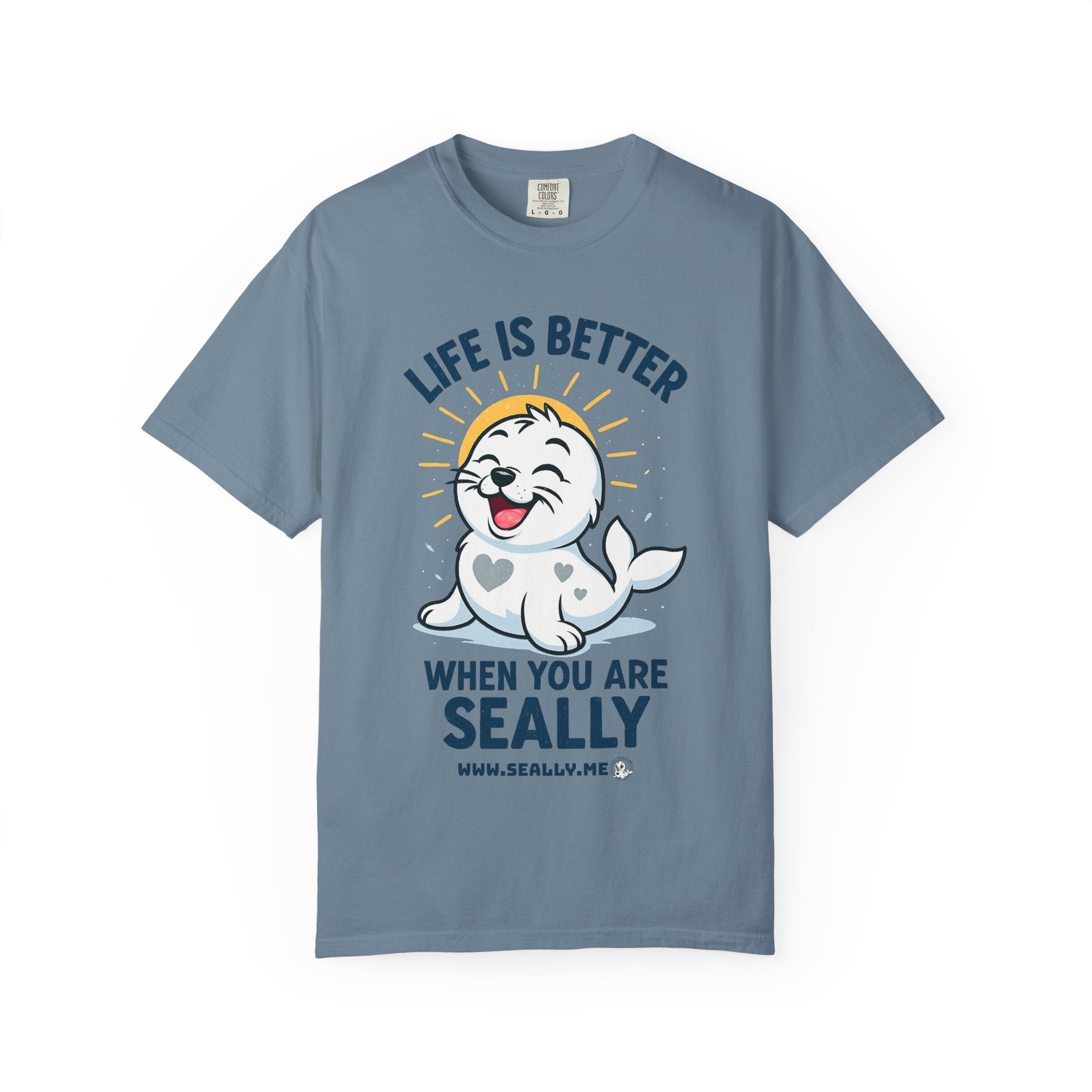 SEALLY: Garment-Dyed T-shirt - Life is better when you are SEALLY