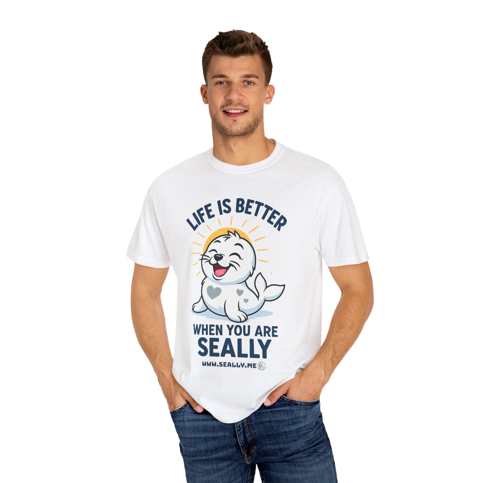 SEALLY: Garment-Dyed T-shirt - Life is better when you are SEALLY